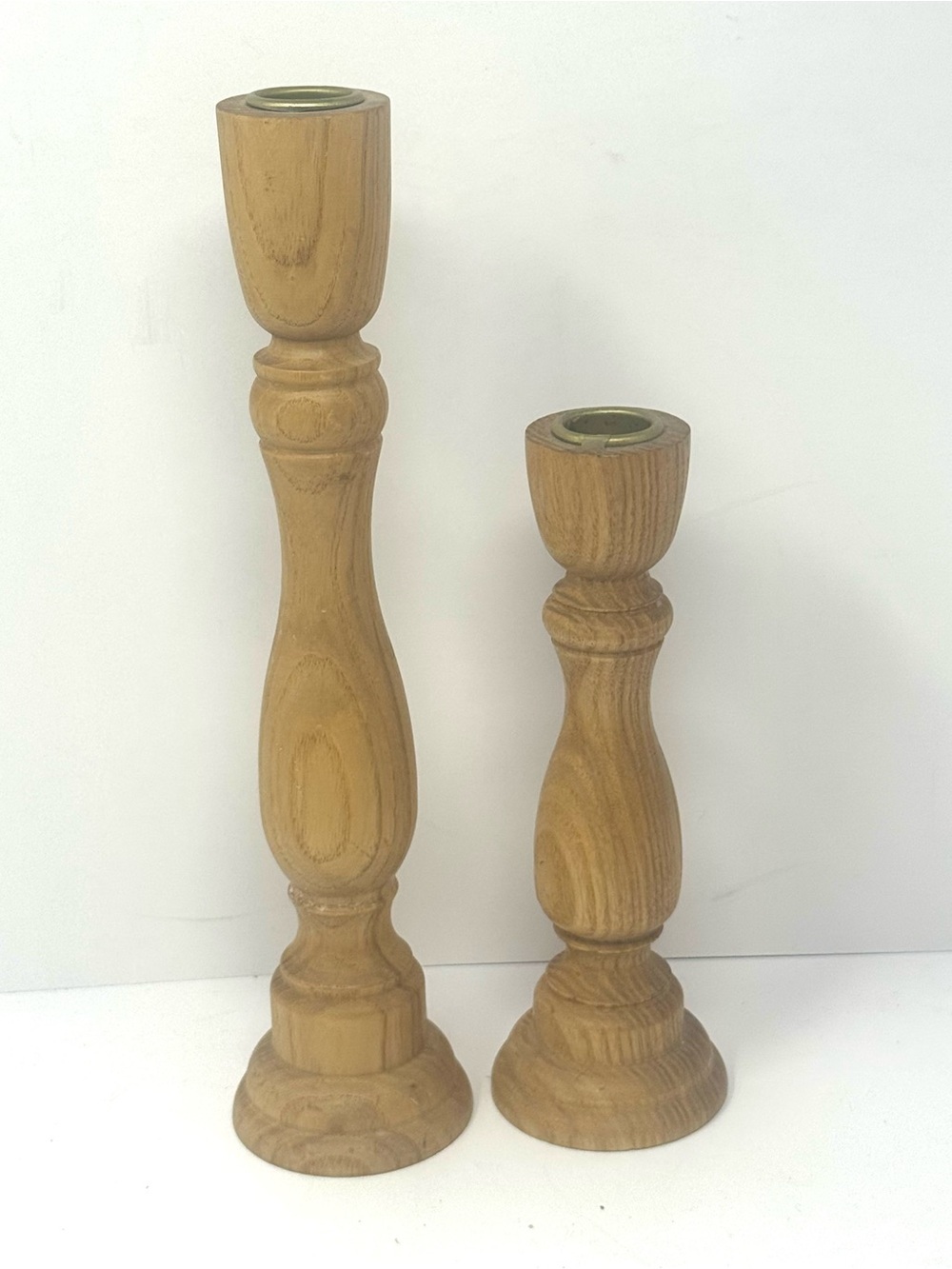 Anthropologie Turned Wood Candlesticks Taper Candle Holders Set of 2